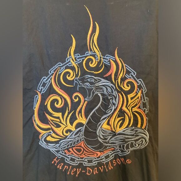 Vintage Harley Davidson Cobra Short Sleeve Button Down Shirt Men's Size Large - Picture 2 of 4